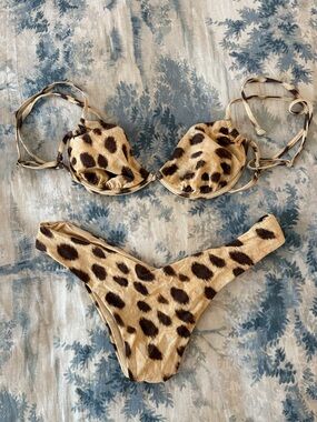 WeWoreWhat Leopard Print Tan Bikini Set